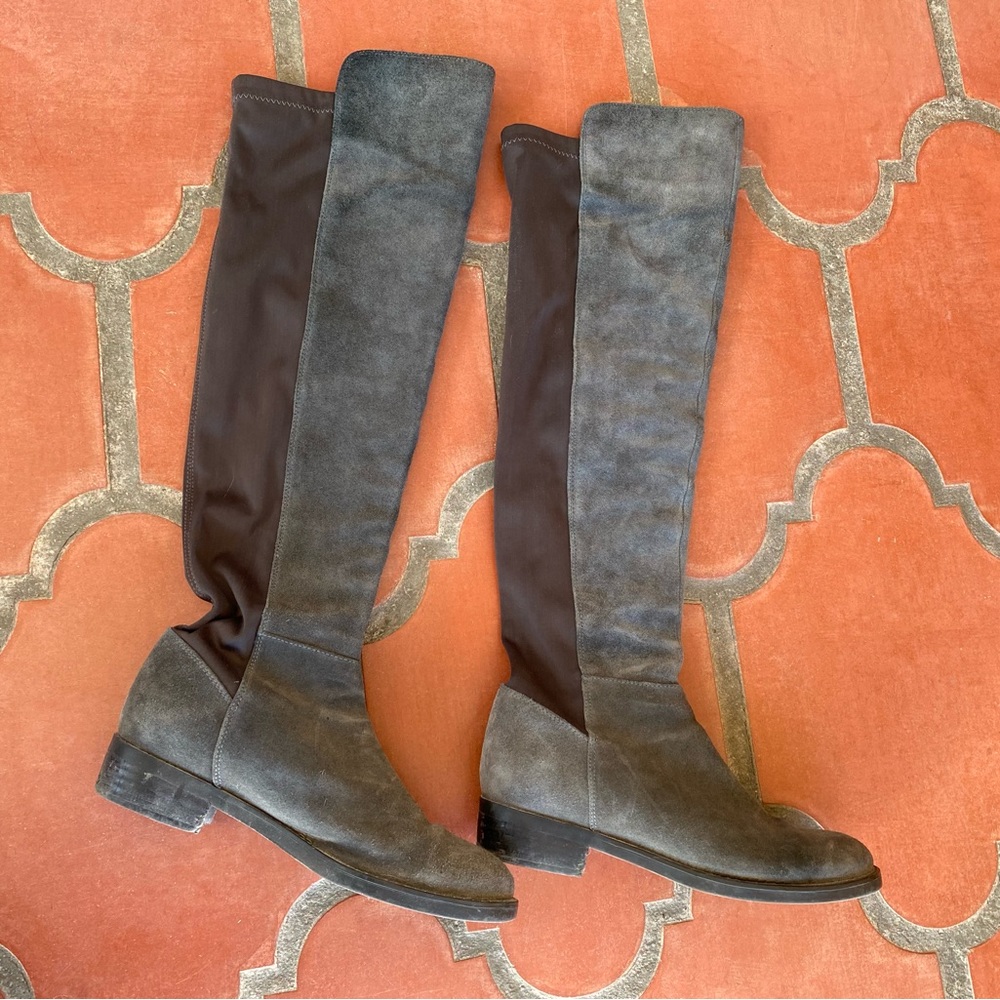 Blondo Waterproof Gray Suede Leather Knee Boots